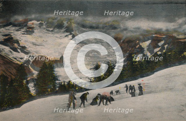 'Snowballing in Paradise Valley in Midsummer, Mt. Rainier National Park', c1916. Artist: Asahel Curtis.