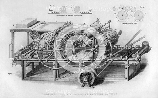 Double cylinder printing machine, 1866. Artist: Unknown