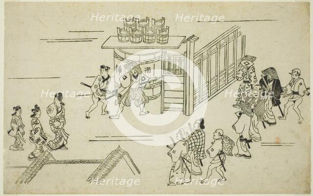 Entrance to Ageyacho, from the series "The Appearance of Yoshiwara", c.1681/84. Creator: Hishikawa Moronobu.