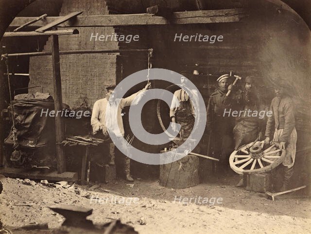 Hard Labor Convicts Working in the Blacksmith's Shop, 1891. Creator: Aleksei Kuznetsov.