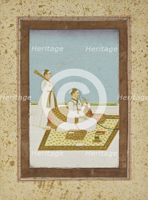 Figure on a terrace with a hookah, 18th-19th century. Artist: Unknown.