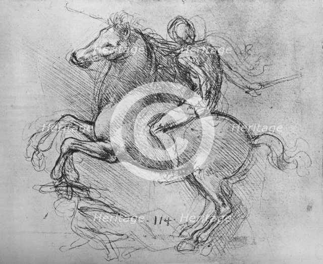 'A Horseman Trampling on a Fallen Foe', c1480 (1945). Artist: Leonardo da Vinci.