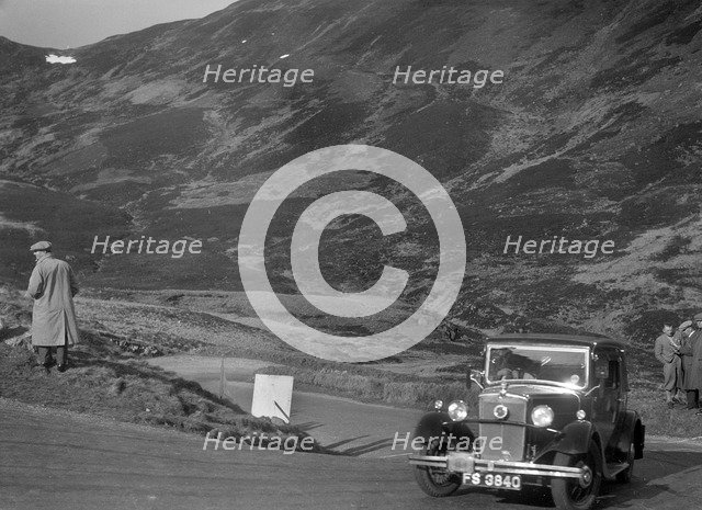 Morris Ten saloon of Miss JEB Richardson at the RSAC Scottish Rally, Devil's Elbow, Glenshee, 1934. Artist: Bill Brunell.