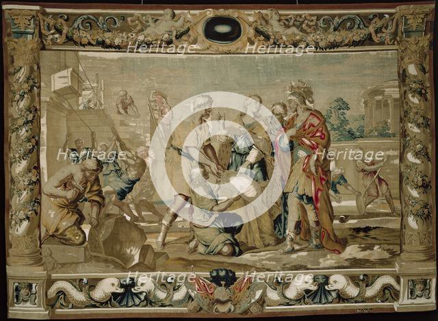 Dido shows Aeneas the plans for the fortifications of Carthage, 1679. Creator: Giovanni Francesco Romanelli (Italian, 1610-1662); Michael Wauters (Flemish, 1679).