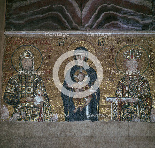 A Byzantine mosaic of the Virgin and Child between the Emperor John II Comnenus and Empress Irene. Artist: Unknown