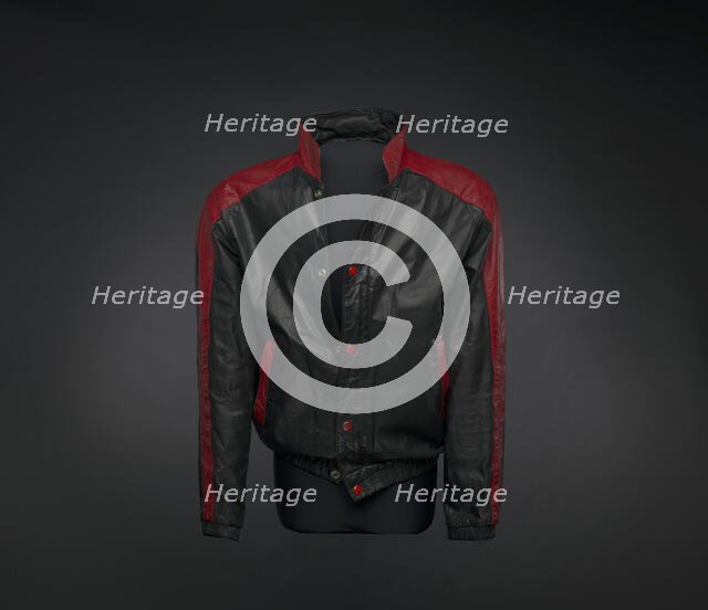 Black and red leather jacket worn by Kurtis Blow, 1981. Creator: Unknown.