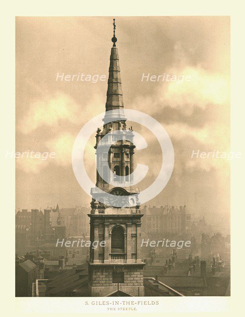 'St Giles-in-the-Fields, The Steeple', mid-late 19th century. Creator: Unknown.