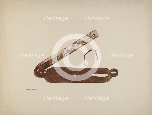 Hasp from Door of "Kennedy Farm", 1935/1942. Creator: Albert Rudin.