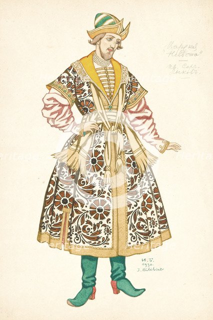 Costume design for the opera The Bride of Tsar by N. Rimsky-Korsakov, 1930. Artist: Bilibin, Ivan Yakovlevich (1876-1942)