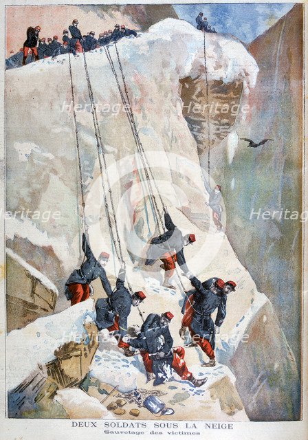 The rescue of two French soldiers after an avalanche, 1894. Artist: Unknown