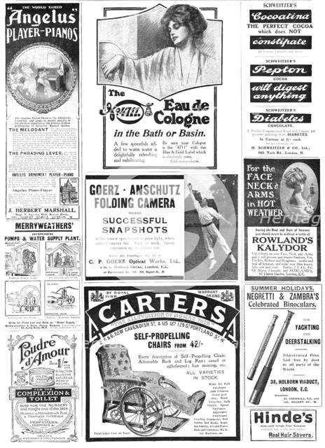 Page of advertisements, 1909. Creator: Unknown.