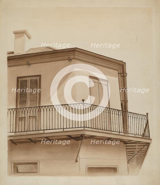 Wrought Iron Balcony Rail, c. 1936. Creator: Al Curry.