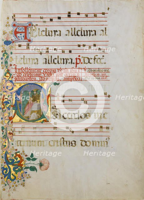 Manuscript Leaf with the Celebration of a Mass in an Initial S..., second half 15th century. Creator: Master of the Riccardiana Lactantius.