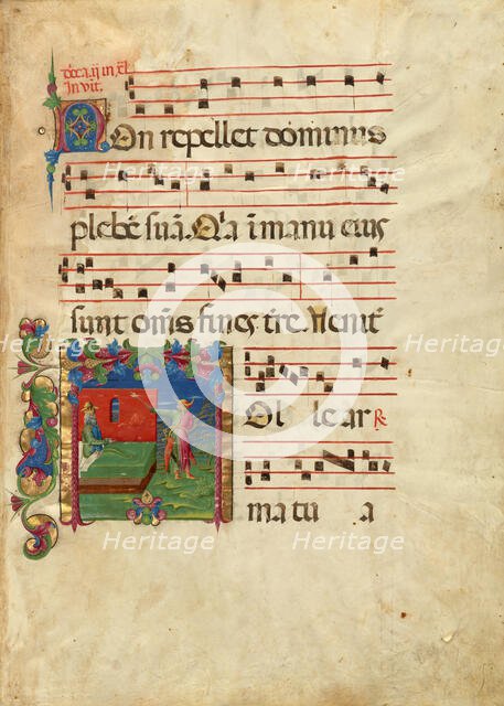 Leaf from an antiphonal, about 1455-1461. Creator: Franco dei Russi.