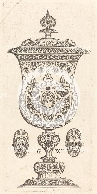 Goblet with two Masques on lid, published 1579. Creator: Georg Wechter I.