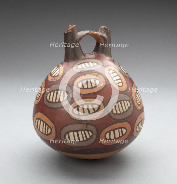 Double Spout Vessel Depicting Repeated Motifs, Possibly Beans, 180 B.C./A.D. 500. Creator: Unknown.