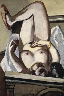 Female Nude with a Dog, 1927. Creator: Beckmann, Max (1884-1950).