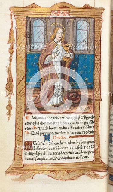 Printed Book of Hours (Use of Rome): fol. 98v, St. John the Evangelist, 1510. Creator: Guillaume Le Rouge (French, Paris, active 1493-1517).