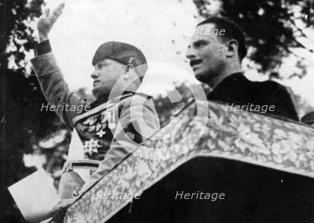 Sir Oswald Mosley with Benito Mussolini in Rome, 1933. Artist: Unknown
