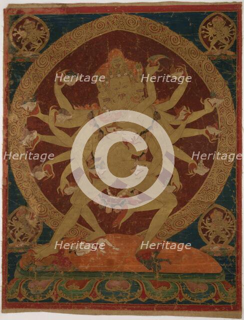 Painted Banner (Thangka) of Skull-Cup Bearing (Kapâladhara) Hevajra, c. 1604. Creator: Unknown.