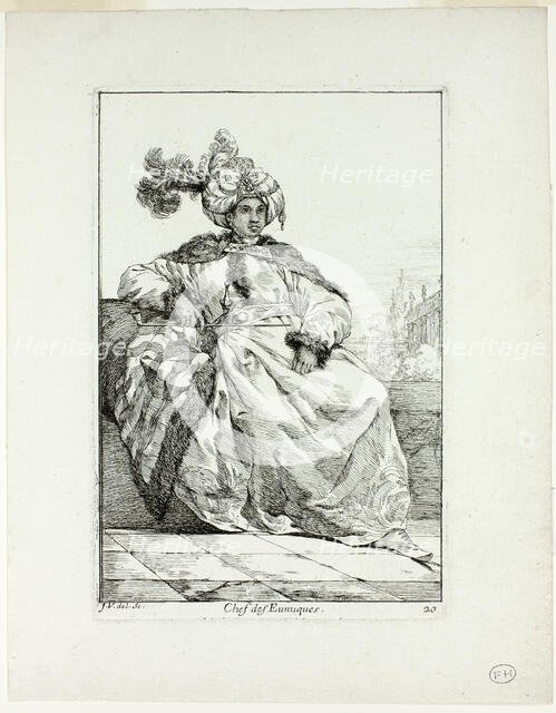 Chef des Eunuques, plate 20 from Caravanne du Sultan à la Mecque, 1748. Creator: Joseph-Marie Vien the Elder.