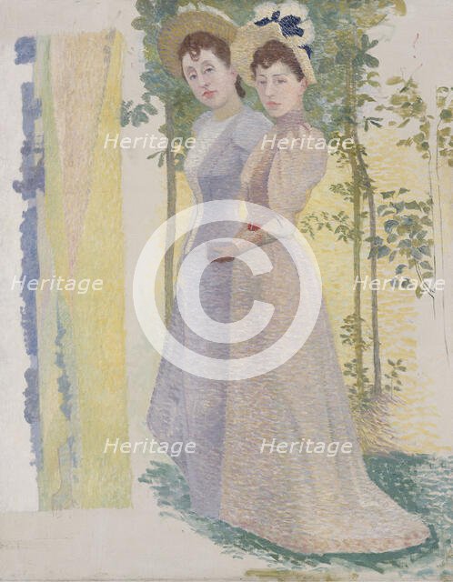 Deux nus dans un paysage (recto) - Deux femmes en chapeau et étude de paysage (verso), c.1890 - 1900 Creator: Aristide Maillol.