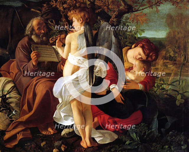 Rest on the Flight into Egypt, ca. 1597. Artist: Caravaggio, Michelangelo (1571-1610)