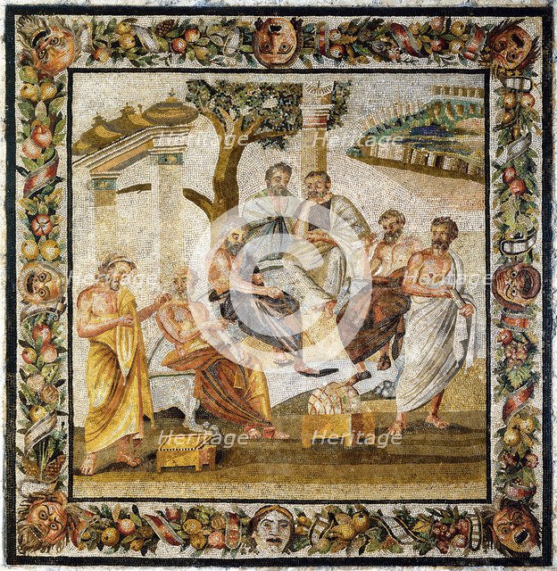 Platonic Academy. Mosaic from Pompeii, 1st century BC. Artist: Classical Antiquities  