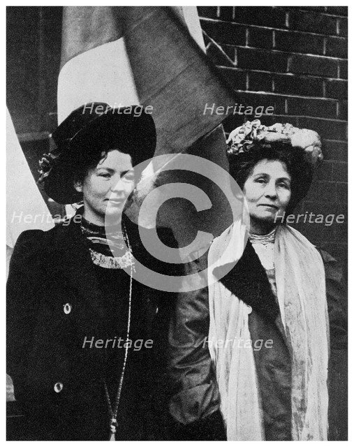 Emmeline Pankhurst, British suffragette, and her daughter Christabel, early 20th century (1956). Artist: Unknown
