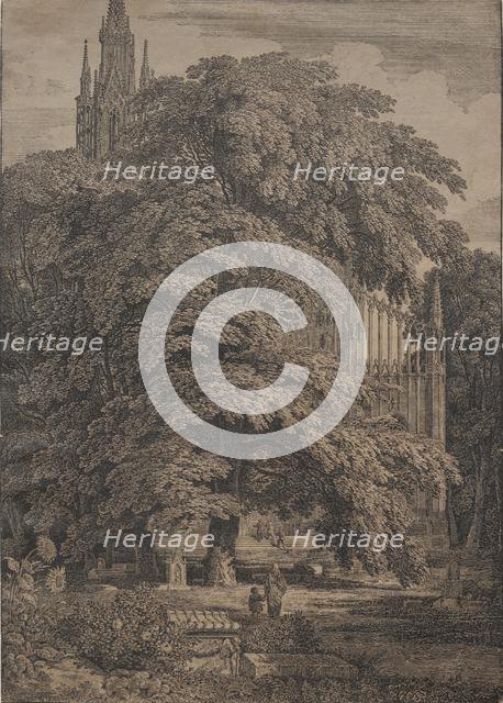 Gothic Church among Oaks, 1810. Creator: Karl Friedrich Schinkel (German, 1781-1841).