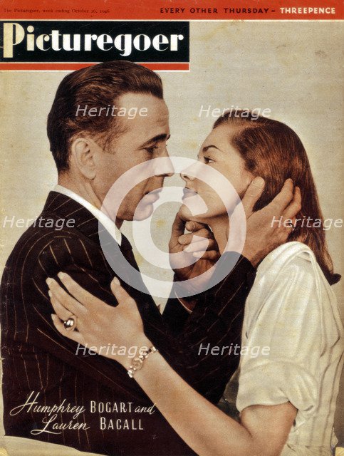 Humphrey Bogart (1899-1957) and Lauren Bacall (b1924), American actors, 1946. Artist: Unknown