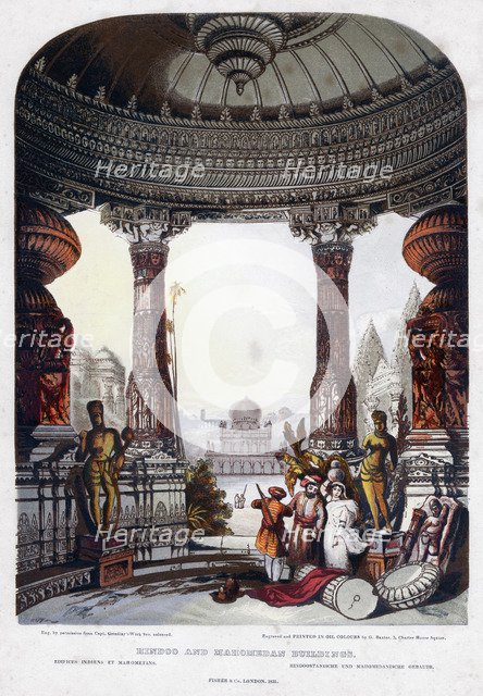 Hindoo and Mahomedan Buildings, 1835.Artist: G Baxter