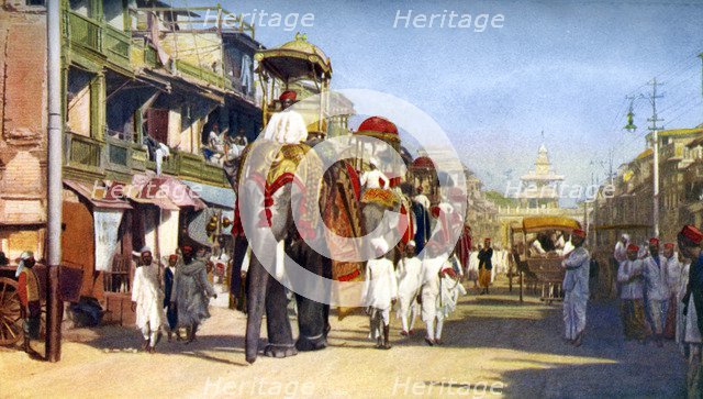 Gaekwar's state elephants, Manipuri Bazaar, Bombay, India, c1924. Artist: Unknown