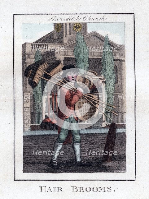 'Hair Brooms', Shoreditch Church, London, 1805. Artist: Unknown