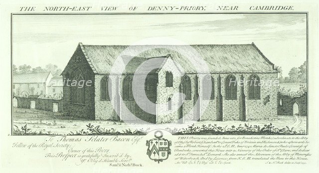 Denny Abbey, Cambridgeshire, 1730. Artists: Samuel Buck, Nathaniel Buck.