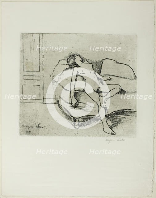Louise Nude on a Sofa, 1895. Creator: Suzanne Valadon.