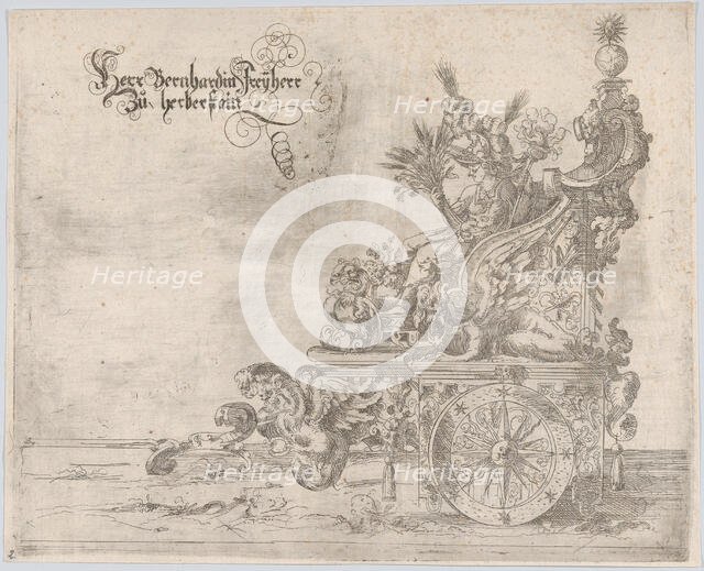 Procession, with a female figure seated on a float, 16th century., 16th century. Creator: Anon.