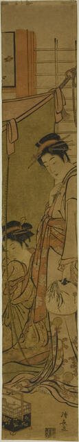 Courtesans Conversing through a Mosquito Net, c. 1782. Creator: Torii Kiyonaga.