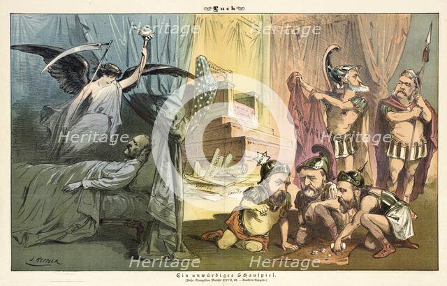 Cartoon from Puck, between 1880 and 1889. Creators: Joseph Keppler, Bernhard Gillam.