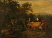 Landscape with Herdsman and Cattle, 1675-1685. Creator: Dirk van Bergen.