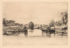 Egham Lock, 1859. Creator: Francis Seymour Haden (British, 1818-1910).