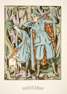 Jäger, sporting outfits by A C Steinhardt, from Styl, pub. 1922 (pochoir Print)
