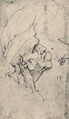 'Grotesque Profile of a Man Wearing a Hat to the Right', c1480 (1945). Artist: Leonardo da Vinci.