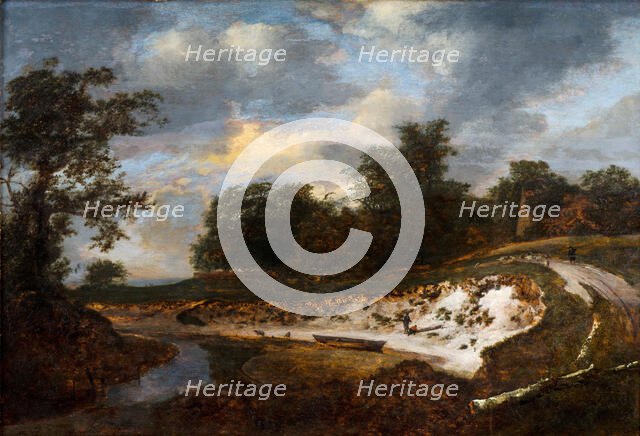 River Landscape with a High Sandy Bank, 1647. Creator: Jacob van Ruisdael.