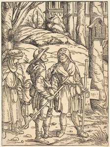 Pilgrims at a Wayside Shrine, 1508. Creator: Hans Burgkmair, the Elder.