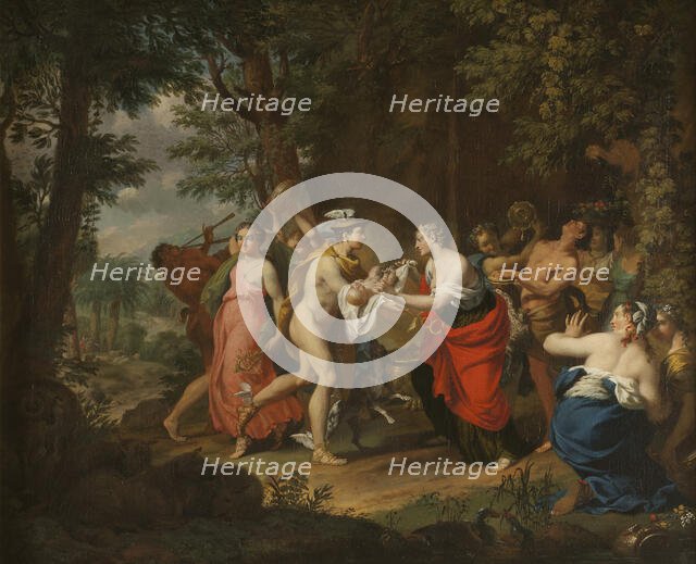 Mercury Confiding the Child Bacchus to the Nymphs on Nysa, 18th century. Creator: Marcus Tuscher.