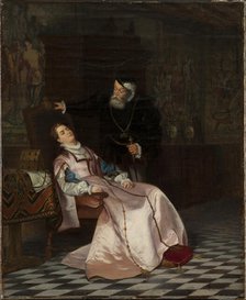 Gustav Vasa finds his wife Katarina Stenbock asleep and hears her say: "I love King..., 1868. Creator: Hugo Salmson.