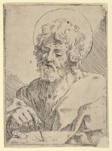 Saint Luke holding a paint brush and palette, after Reni (?), 1600-1650. Creator: Anon.