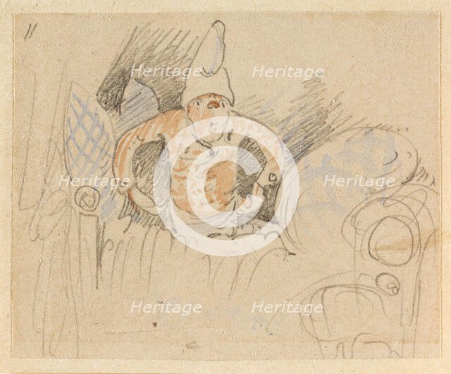 The disturbed but happily regained night's rest, (The Flea); 11, 1862. Creator: Wilhelm Busch.