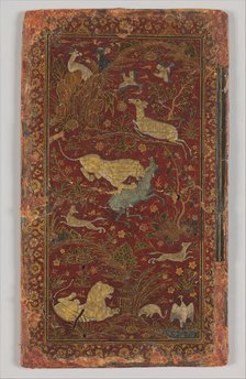 Bookbinding with Animals in a Landscape, India, mid-16th century. Creator: Unknown.